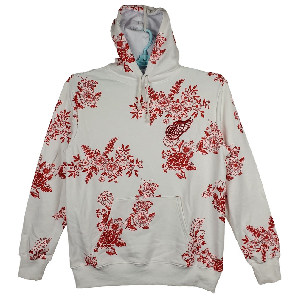 Detroit Red Wings Mitchell & Ness NHL Large‎ Hoodie Embroidery Logo Floral New